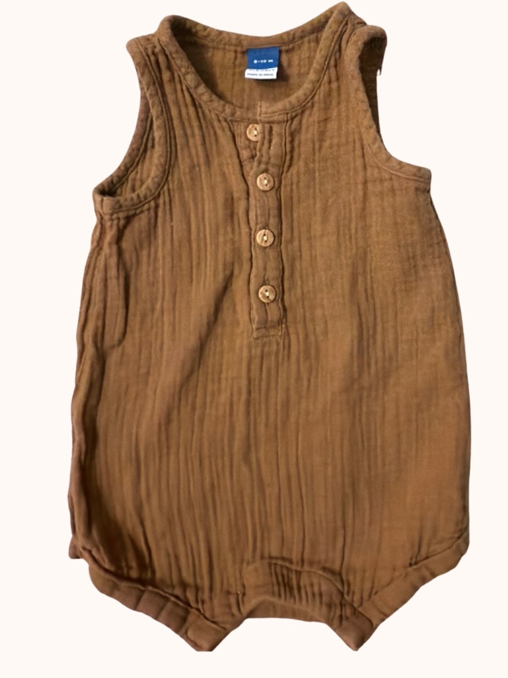 Old Navy Brown Sleeveless Button-Front Baby Romper